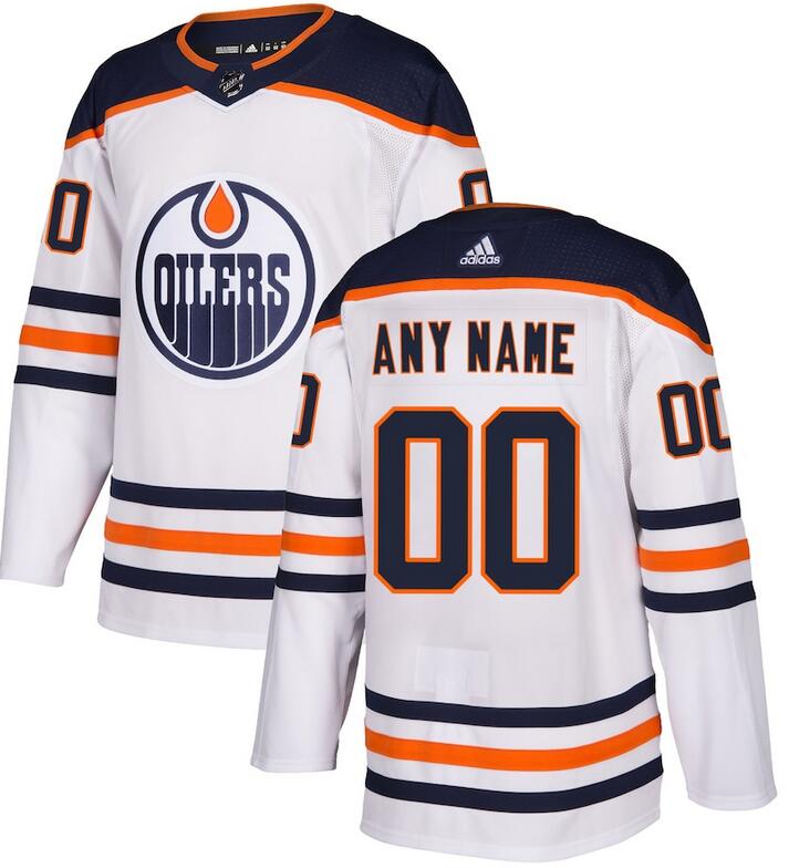 Mens Edmonton Oilers adidas White Away - Authentic Custom Jersey->customized nhl jersey->Custom Jersey
